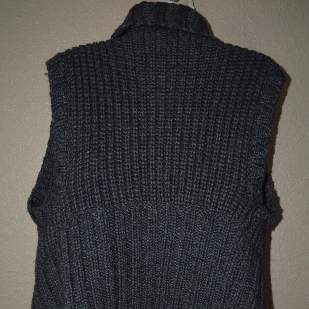 Sz S Michelle Mason Gray Cable Knit Sleeveless Cardigan Sweater Vest - Picture 6 of 8